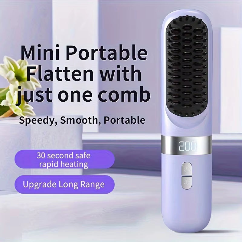 New Electric Hot Comb Multifunctional Wireless Straight Hair Straightener Negative Ion Anti-Scalding Straightening Brush 2025
