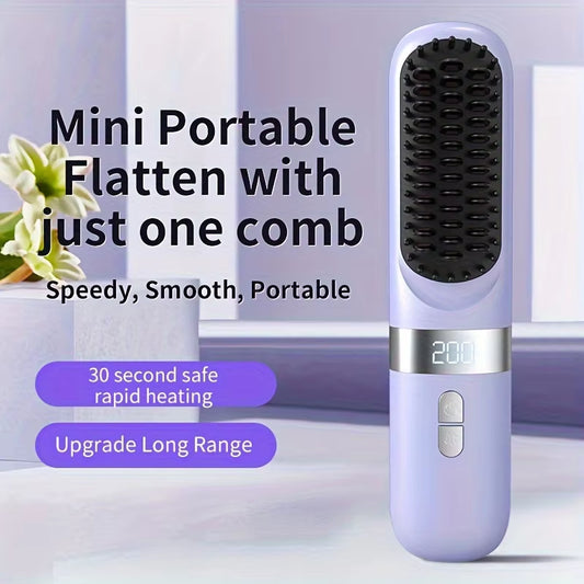 New Electric Hot Comb Multifunctional Wireless Straight Hair Straightener Negative Ion Anti-Scalding Straightening Brush 2025