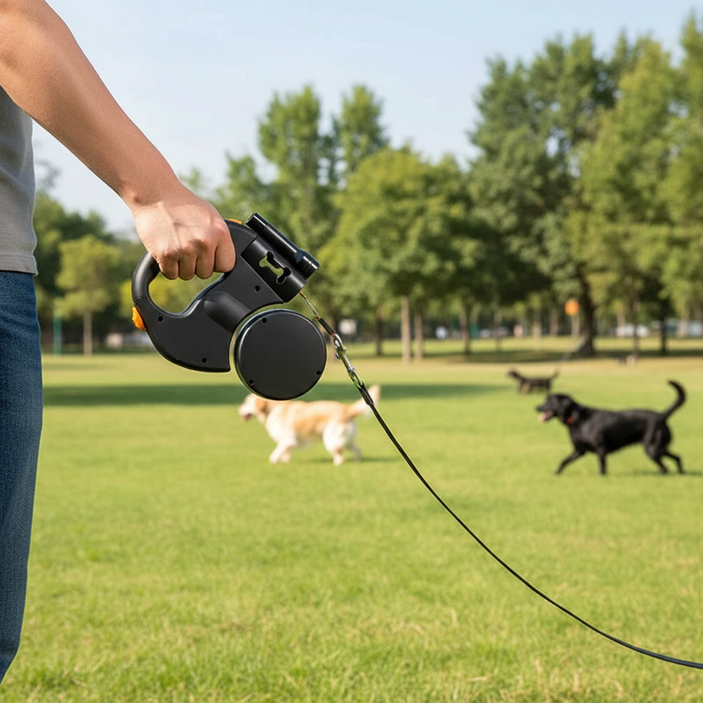 Double Ended Leash, Double Dog Leash for Two Dogs with Tangle-Free Swivel, Dog Leashs with LED Flashlight for Small & Large Dog