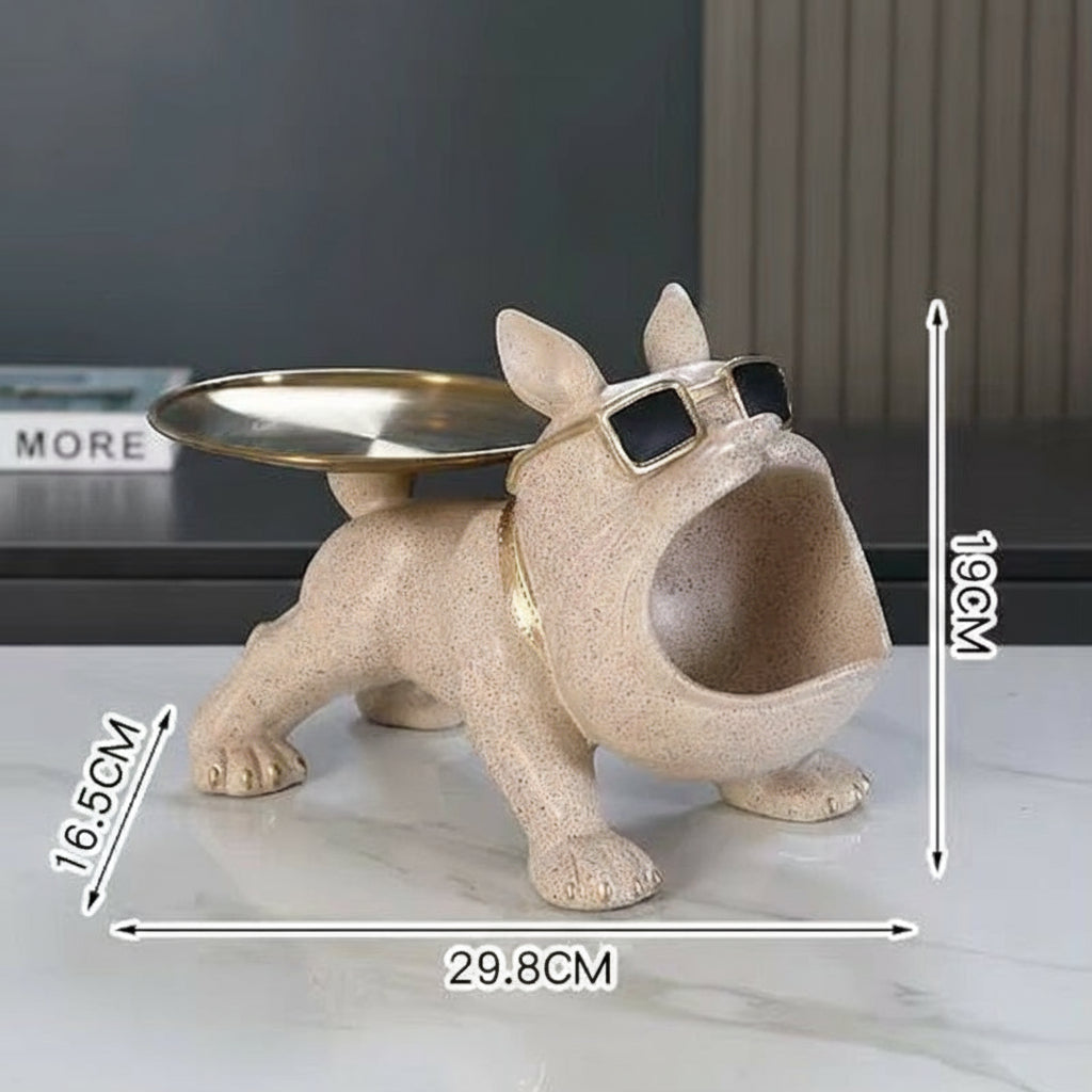 Cool French Bulldog Butler Décor with Tray Big Mouth Dog Statue Home Décor Storage Box Animal Resin Sculputre Figurine Art Gift