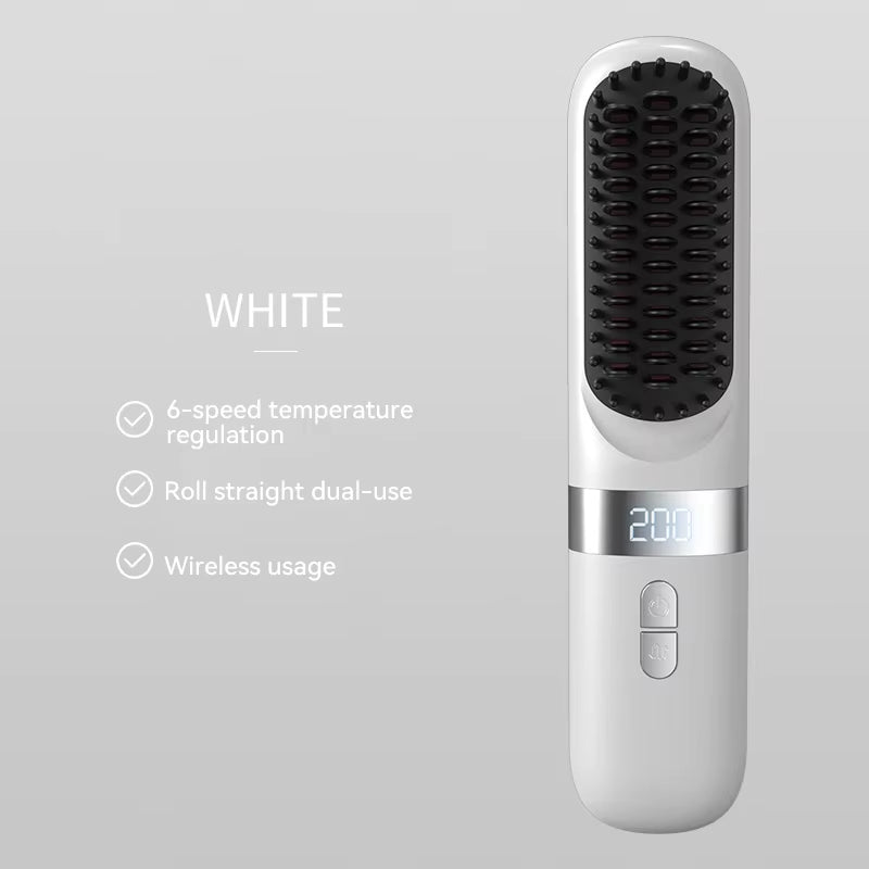 New Electric Hot Comb Multifunctional Wireless Straight Hair Straightener Negative Ion Anti-Scalding Straightening Brush 2025