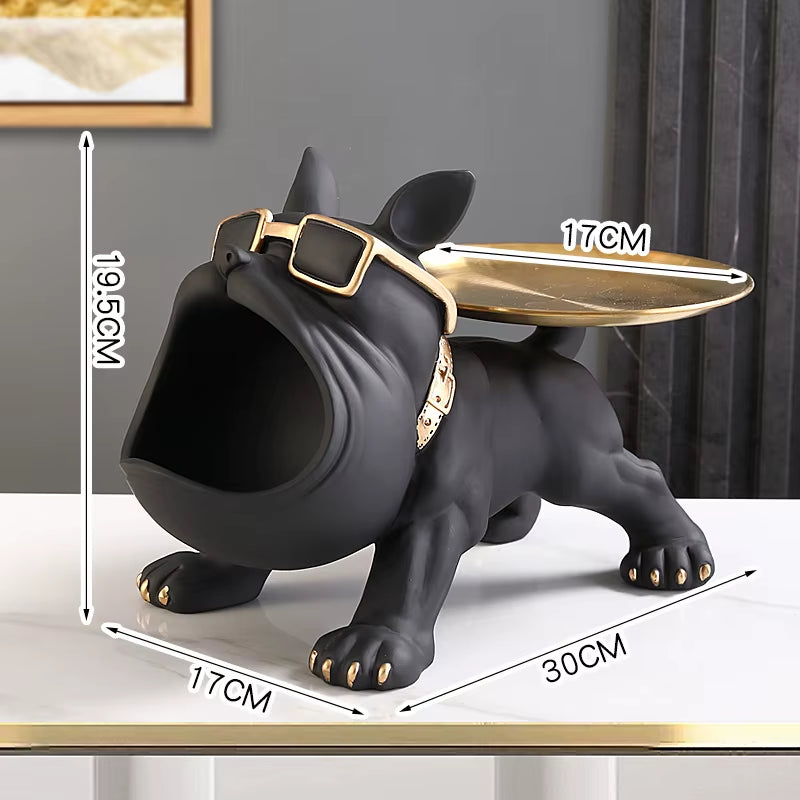 Cool French Bulldog Butler Décor with Tray Big Mouth Dog Statue Home Décor Storage Box Animal Resin Sculputre Figurine Art Gift