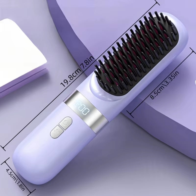 New Electric Hot Comb Multifunctional Wireless Straight Hair Straightener Negative Ion Anti-Scalding Straightening Brush 2025