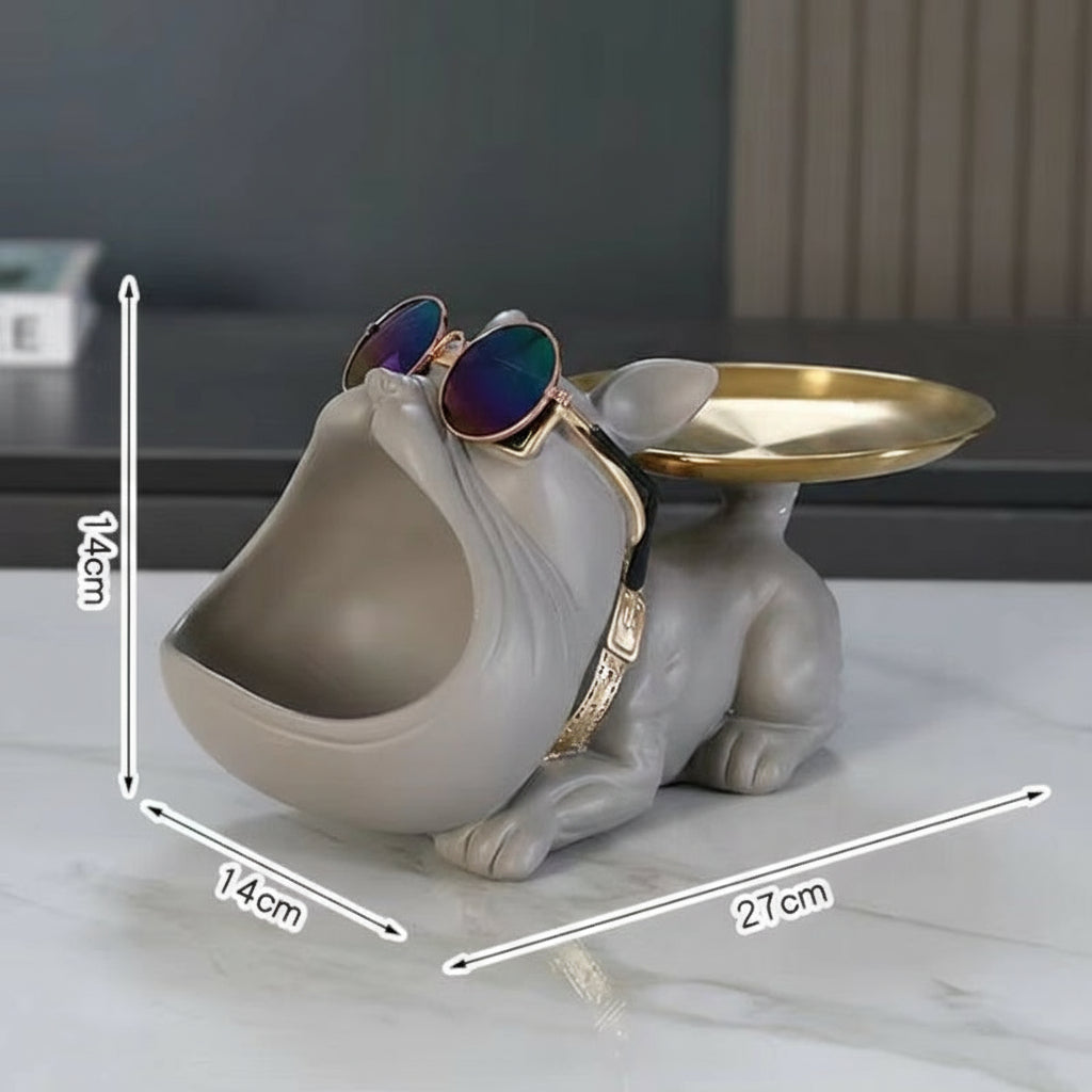 Cool French Bulldog Butler Décor with Tray Big Mouth Dog Statue Home Décor Storage Box Animal Resin Sculputre Figurine Art Gift