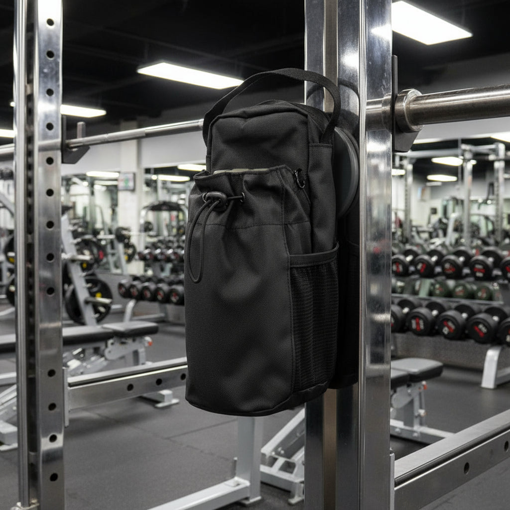 Magnetic Water Bottle Sling Bag Pull Cord Multi-Layer Gym Bottle Bag Large Capacity with Shoulder Strap Crossbody Sports Bag