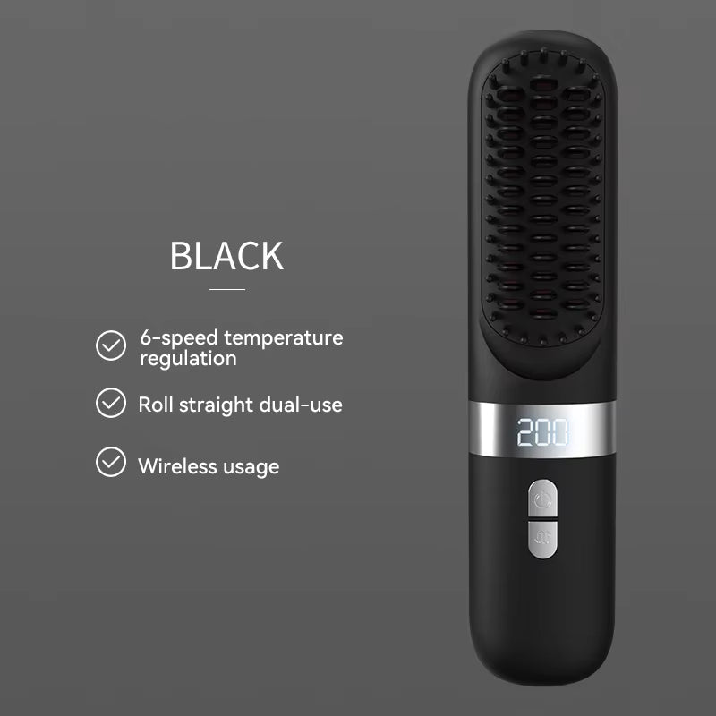 New Electric Hot Comb Multifunctional Wireless Straight Hair Straightener Negative Ion Anti-Scalding Straightening Brush 2025