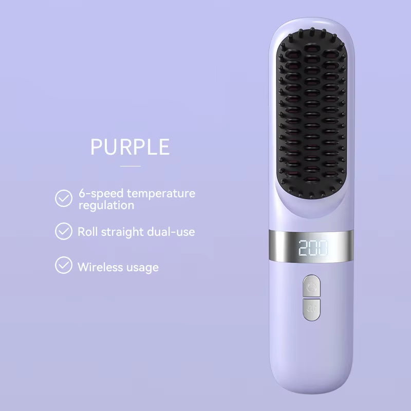 New Electric Hot Comb Multifunctional Wireless Straight Hair Straightener Negative Ion Anti-Scalding Straightening Brush 2025