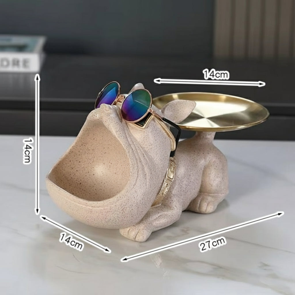 Cool French Bulldog Butler Décor with Tray Big Mouth Dog Statue Home Décor Storage Box Animal Resin Sculputre Figurine Art Gift