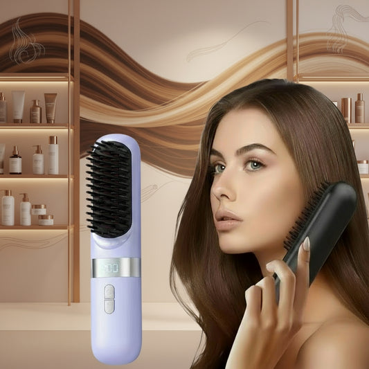 New Electric Hot Comb Multifunctional Wireless Straight Hair Straightener Negative Ion Anti-Scalding Straightening Brush 2025