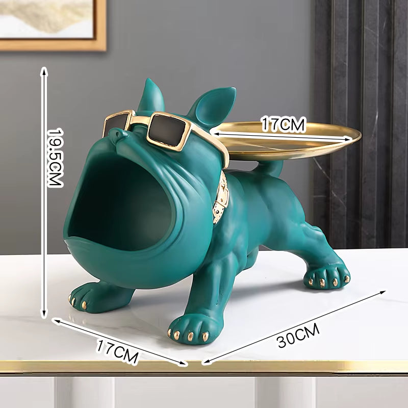 Cool French Bulldog Butler Décor with Tray Big Mouth Dog Statue Home Décor Storage Box Animal Resin Sculputre Figurine Art Gift