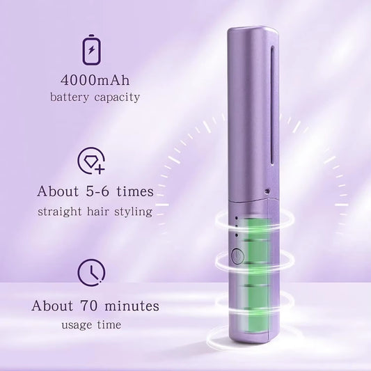 Wireless Hair Hot Comb Portable Mini USB Rechargeable Hair Straightener Fast Heating Hair Straightening Styling Tool