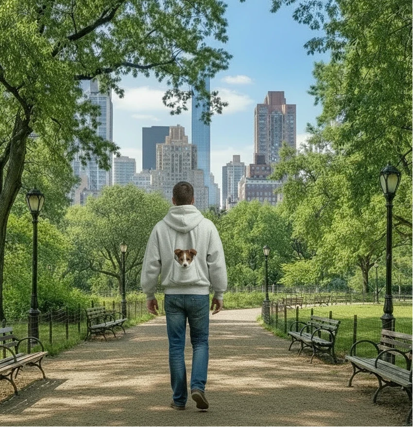 Hoodie with integrated backpack