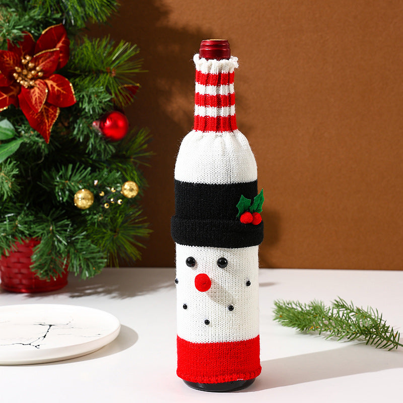 Christmas decorative knitted bottle sleeve