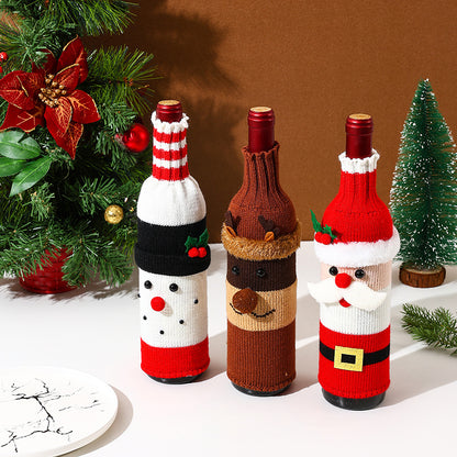 Christmas decorative knitted bottle sleeve
