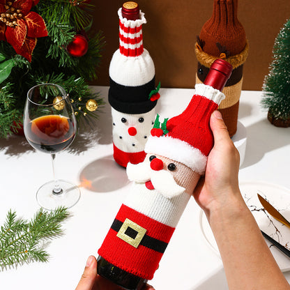 Christmas decorative knitted bottle sleeve