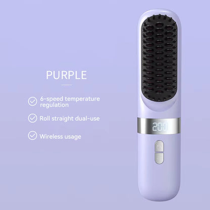 New Electric Hot Comb Multifunctional Wireless Straight Hair Straightener Negative Ion Anti-Scalding Straightening Brush 2025