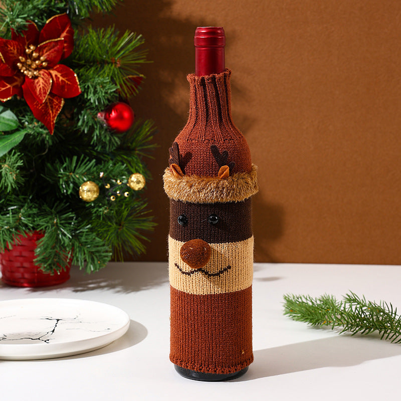Christmas decorative knitted bottle sleeve