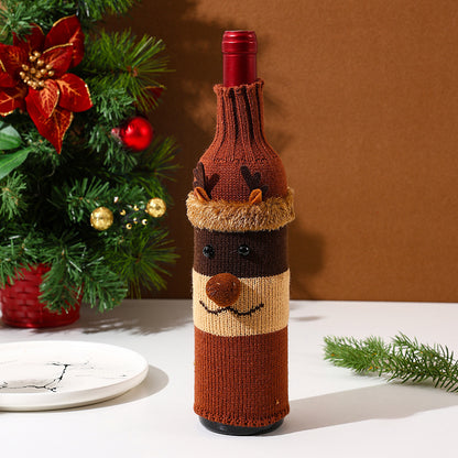 Christmas decorative knitted bottle sleeve