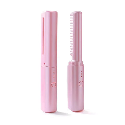 Wireless Hair Hot Comb Portable Mini USB Rechargeable Hair Straightener Fast Heating Hair Straightening Styling Tool